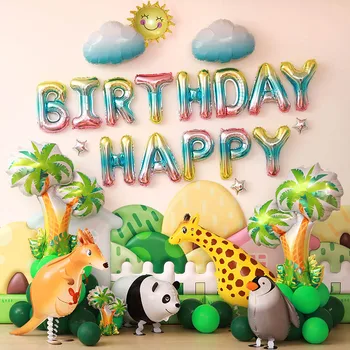 1 Комплект Воздушных шаров на тему животных, День рождения, Рыба, динозавр, фольга, украшения для вечеринки для маленьких мальчиков и девочек, Детский душ