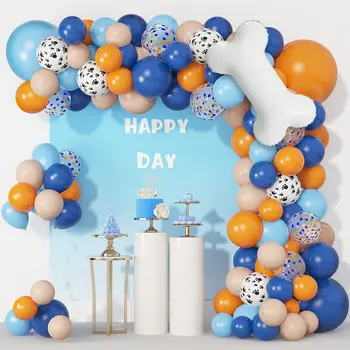 121 шт. синих принадлежностей для вечеринки по случаю Дня рождения, воздушных шаров, гирлянды, воздушных шаров с собачьей лапой, арки, воздушных шаров для мальчиков и девочек, украшений для детского душа.