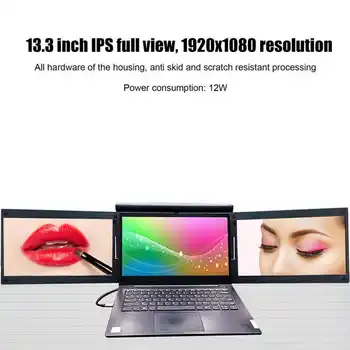 13,3-дюймовый экран для ноутбука с двойным удлинителем IPS Full View 1920x1080 HD Портативный Двойной монитор для ноутбука с экраном 100-240 В