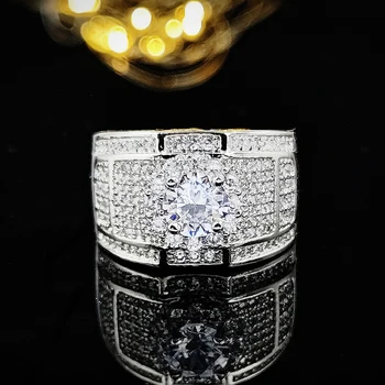 2023 Новое роскошное круглое мужское кольцо серебряного цвета, подарок на годовщину, ювелирные изделия оптом R6439