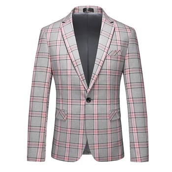 2023 новый весенне-осенний мужской топ, клетчатый пиджак, деловой повседневный тренд, красивый, все соответствует моде