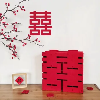 3D Китайское Свадебное украшение, Нетканый Орнамент Xi, Стол для свадебной комнаты, Ваза Xi, Принадлежности для украшения