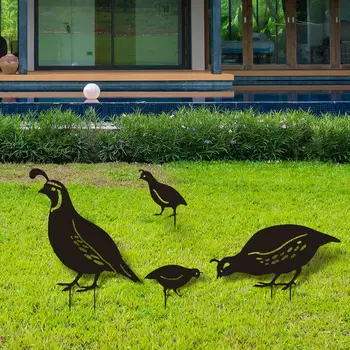 4 части статуи птицы и животного, кол во дворе, реалистичные садовые украшения для дорожки