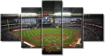 5 Панельных Покрытий Бейсбольного Стадиона, Бейсбольного Поля, Бейсбольного Стадиона, Панорамных Спортивных Картин, Настенного Художественного Плаката, Домашнего Декора Без Рамок
