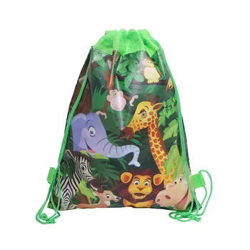 6 шт./лот Мультяшная сумка с животными джунглей на шнурке, рюкзак для школы, путешествий и пикника, рождественский подарок на день рождения/goodie bag event party supplies