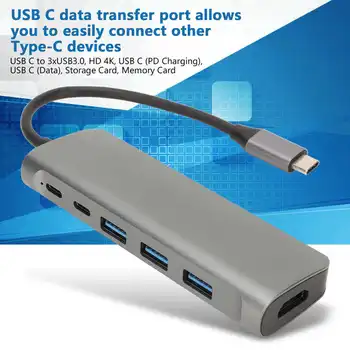 8 в 1 USB C Концентратор USB C к 3 USB3.0 HD 4K PD Зарядка USB C Передача Данных USB C Карта Памяти Карта Памяти USB C Разветвитель для Принтеров