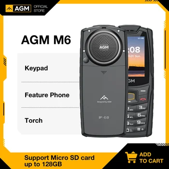 AGM M6 4G Разблокированный Телефон IP68 С Кнопочной Клавиатурой Телефон 2500 мАч Прочный Телефон С Функцией Двойной SIM-карты Телефон Celular Для пожилых людей
