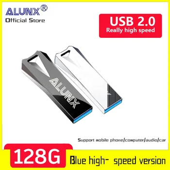 ALUNX 100% Натуральная Флешка 128 ГБ Memory Stick 32 ГБ 4 ГБ Металлическая Usb Флешка 128 Гб Pen Drive 64 Гб 8 ГБ Usb Stick 16 Гб