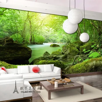 beibehang papel de parede 3D свежие обои мост в джунглях спальня гостиная ТВ стена диван фон большая бесшовная фреска