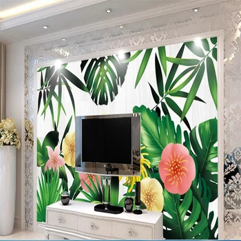 beibehang papel de parede Модный красивый современный минималистичный растительный цветочный декор из фотобумаги тв фон papel tapiz