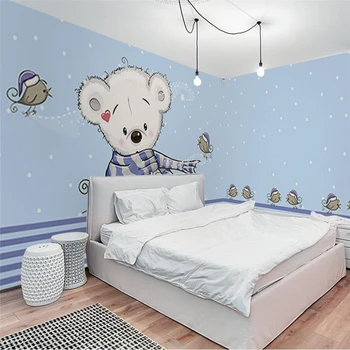 beibehang Застенчивый белый медведь птица детская комната полный дом пользовательские обои papel de parede 3D настенные обои для гостиной