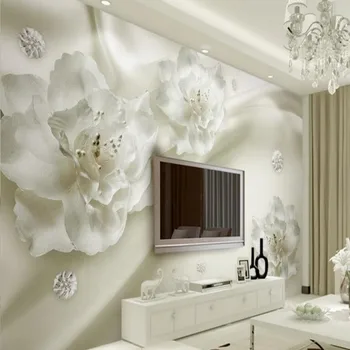 beibehang Персонализированные 3D обои красивые легкие шелковые цветы Роскошная трехмерная стена в европейском стиле в европейском стиле