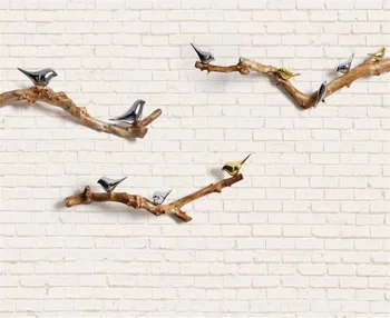 beibehang Пользовательские обои простые 3d твердые ветви металлическая птица кирпич современный фон обои домашний декор 3d обои фреска