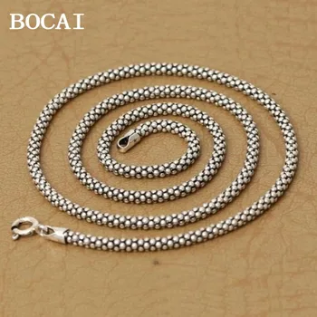 BOCAI Новая серебряная итальянская цепочка S925, модное мужское и женское ожерелье, ретро универсальная цепочка из кукурузного свитера толщиной 3 мм