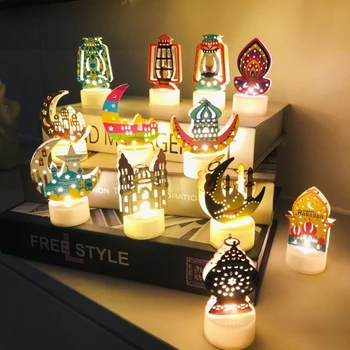 F1CC Рамадан, светодиодные фонари-свечи, светодиодные фонари, беспламенные ночные светильники на батарейках, уличные садовые украшения, настольные фонари