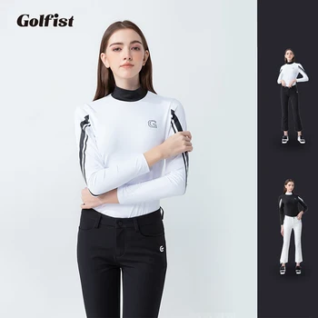 Golfist, Корейские весенние женские топы для гольфа, Дышащая эластичная рубашка для гольфа, тонкие теннисные футболки с длинными рукавами, спортивная одежда в полоску для девочек