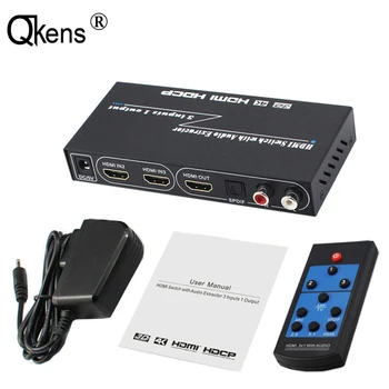 HDMI Переключатель 3x1 Аудио Экстрактор + SPIDF L/R переключатель выхода HDMI1.4 4Kx2K 3D IR ARC 7.1 CH 3 Переключатель Источника видео Конвертер Для PS4 TV XBox PC DVD Плеер Усилитель HDTV