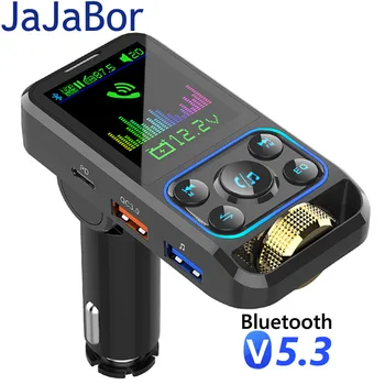 JaJaBor Автомобильный FM-передатчик Bluetooth Handsfree Автомобильный Комплект TF Карта U Диск Play AUX Аудиоприемник QC3.0 USB C PD Зарядное Устройство Mp3-плеер