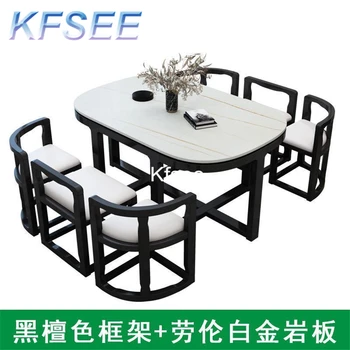 Kfsee 1 Комплект Домашнего Обеденного Стола длиной 130 см на 6 Стульев