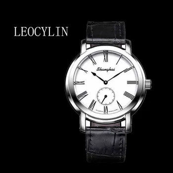 LEOCYLIN shanghai оригинальные механические часы Vintage Simplicity водонепроницаемые Для Мужчин Наручные Часы business steel Relogio Masculino