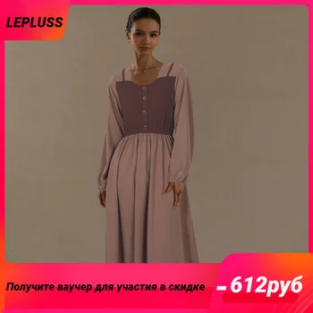 LEPLUSS 2023 Винтажная литературная модель, свободная повседневная женская одежда с длинными рукавами, весенне-осенняя модная и универсальная женская одежда one-pi