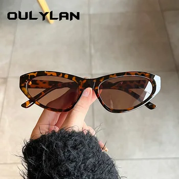 Oulylan Модные солнцезащитные очки с кошачьим глазом, женские винтажные солнцезащитные очки в стиле панк, мужские Женские Пляжные очки с леопардовым принтом, зеркало UV400