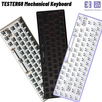 TESTER68 Индивидуальный комплект механической клавиатуры с возможностью горячей замены Bluetooth 2.4G Беспроводная Прокладка Структура Игровых Клавиатур Для ПК Lapto