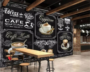 wellyu изготовленная на заказ крупномасштабная фреска ретро ручной росписи blackboard coffee catering 3d обои фоновая стена кофейни