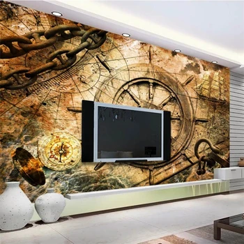 wellyu Пользовательские обои фрески модные украшения дома ретро европейская морская эпоха парусный спорт компас ТВ фон стены