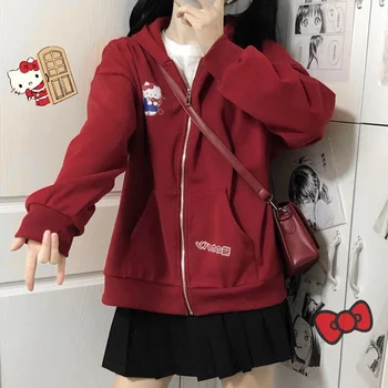Y2K Хелло Китти тонкое пальто с длинным рукавом милый мультфильм мода Женская одежда японский Харадзюку топы для девочек подарочные Санрио