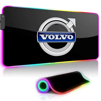 Автомобильный Логотип V-Volvos HD Большой RGB Коврик Для Мыши Игровая Клавиатура Со Светящейся Подсветкой Резиновый Коврик Для Мыши Ноутбук Офисный СВЕТОДИОДНЫЙ Мягкий Настольный Коврик