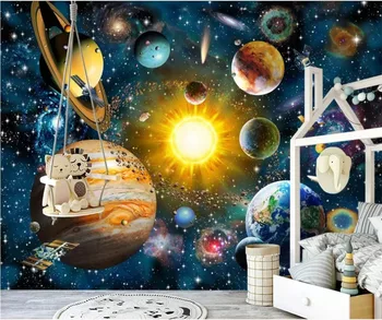 бейбехан Пользовательские обои 3d фреска современная ручная роспись мультфильм космическая вселенная звездная детская комната фреска фон обои