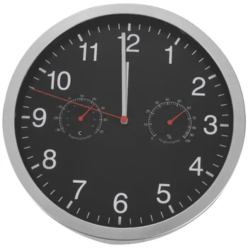 Бесшумные кварцевые настенные часы 3 в 1 С бесшумным вращающимся механизмом, термометр-гигрометр, не тикающие настенные часы для домашнего декора