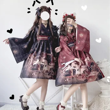Готическое платье Лолиты Harajuku Street Fashion Cross Cosplay Женское платье в Японском стиле Soft Sister Cute Dress Japanese FF2631