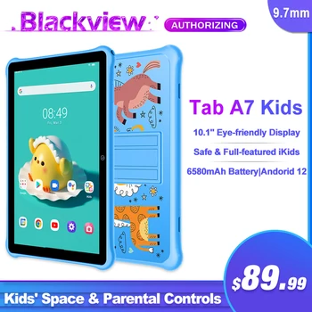 Детские планшеты Blackview Tab A7 с 10,1-дюймовым дисплеем Детский ПК Android 12 3 ГБ 64 ГБ WIFI 6580 мАч Учебный планшетный ПК Google Play