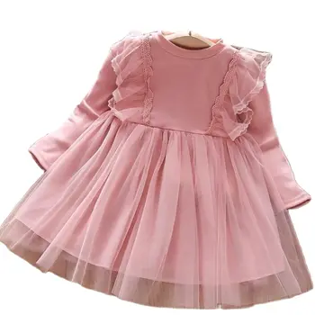 Детское платье для девочек, весенние детские платья принцессы для малышей, Vestidos, одежда для девочек, модное кружевное газовое платье