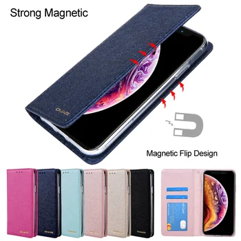 Для iPhone 11 Чехол Шелковый Кожаный Блестящий Магнитный Откидной Чехол-Бумажник Для iPhone 11 Pro Max 6S 7 8 Plus X XS Max XR Case Со Слотами Для карт
