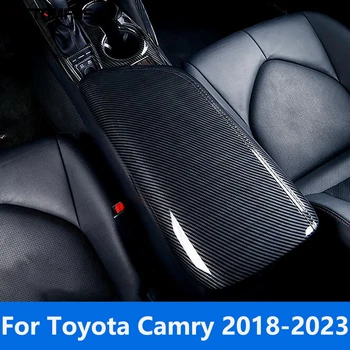 Для Toyota Camry 2018-2021 2022 2023 Подлокотник центральной консоли из углеродного волокна, Коробка для хранения, Чехол, Отделка, Аксессуары для стайлинга автомобилей