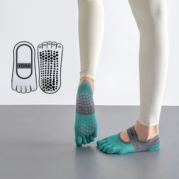 Дышащие, впитывающие пот Профессиональные носки для йоги, нескользящие носки с пятью пальцами, носки для йоги, пилатес, нескользящие носки для упражнений на полу
