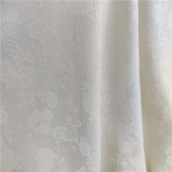Жаккардовая ткань с тиснением, белый струящийся дизайн, швейный материал, ткань для одежды Cheongsam Dress, 145 см, продается по метру