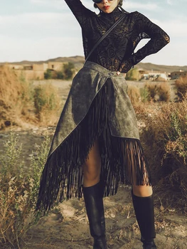 Женская мода для подиума, весна-осень, дизайнерская юбка с кисточками неправильной формы, женская юбка трапециевидной формы с высокой талией, осень-зима TB803