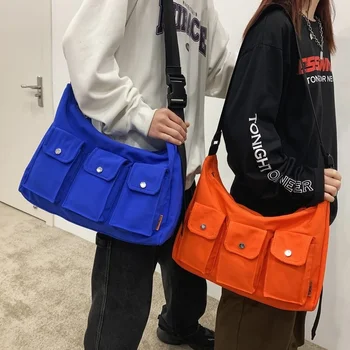 Женская сумка-мессенджер в японском стиле с несколькими карманами, водонепроницаемая нейлоновая сумка через плечо, дорожный кошелек большой емкости