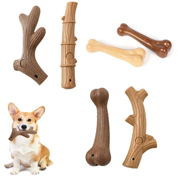 Игрушки для жевания собак, палочка для чистки коренных зубов, интересное сосновое дерево, Симпатичная форма кости, прочный прикус, Интерактивные игрушки для щенков, товары для домашних животных