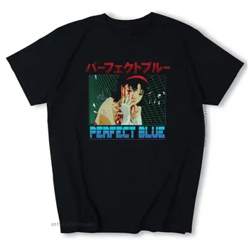 Идеальный синий аниме Junji Ito, японский дизайн, летняя хлопковая мужская футболка Harajuku, футболка для мужчин, эстетические камизы