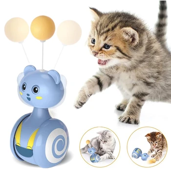 Качели-неваляшки для кошек, автоматическая игрушка для кошек, Забавная балансировочная машинка, Интерактивная игрушка для погони за котенком с шариком из перьев, аксессуары для кошек