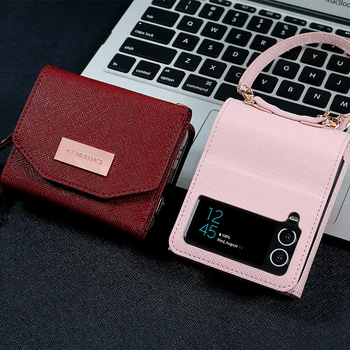 Кожаный бумажник Vietao z флип чехол для телефона samsung galaxy z flip3 flip4 5g ремешок-шнурок для мобильного телефона, сумка-кошелек