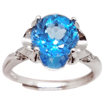 кольцо с топазом марки VVS 8 мм 2 карата, Серебряное кольцо с натуральным топазом для помолвки, украшение с камнем рождения в ноябре, подарок женщине