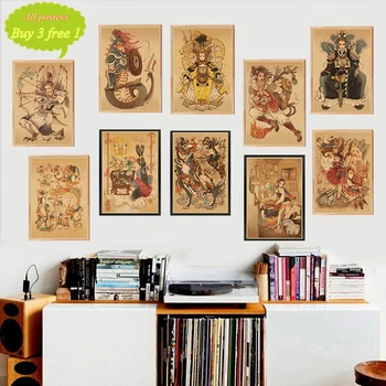 Корейская классическая мультяшная иллюстрация, ретро Крафт-плакат, Декоративная наклейка на стену, домашний бар, художественные плакаты, декор