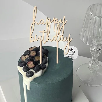 Корейский топпер для торта с Днем рождения, простая деревянная вставка для торта, украшения, письмо, принадлежности для вечеринки по случаю Дня рождения для девочек, Реквизит для фотографий