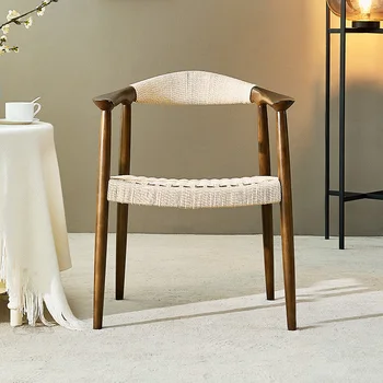 Кресло, плетеный из веревки стул, чайный столик и стул из массива дерева, новый обеденный стул в китайском стиле, дизайнерский стул для домашнего балкона
